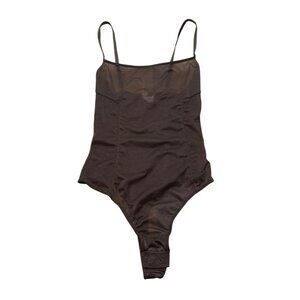 Women’s Brown One Piece Bodysuit 2010s Minimal Strappy Polyester